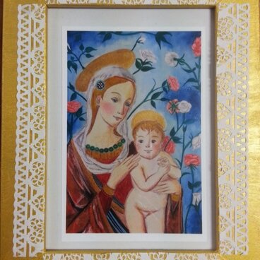 バラの聖母子(フレーム付き)