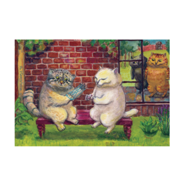 119　カマノレイコポストカード2枚セット「あやとり」