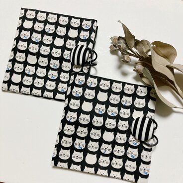 携帯用BOXティッシュケース　猫　キャット　魚