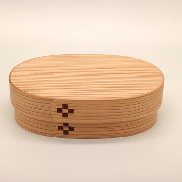 鳥取の曲げわっぱ　小判型　大サイズ　花柄