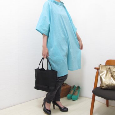 2652 涼しげなシアーのワンピース　コットン　ブルー