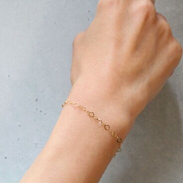 つけっぱなし✨K18 華奢 サンライトチェーン ブレスレット 普段使い 重ね付け 高見え スキンジュエリー〈54〉