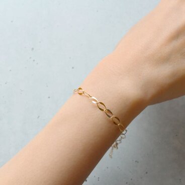 つけっぱなし✨K18 シンプル 華奢 チェーン ブレスレット 普段使い 重ね付け スキンジュエリー 〈17〉