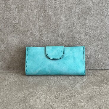 長財布　アイスブルー　イタリアンレザー　＜D＞