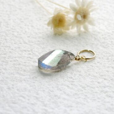 14kgfラブラドライトツイストカットネックレスチャーム・ペンダントトップ