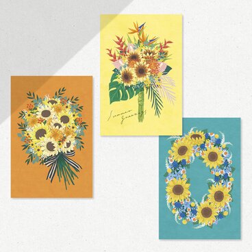 《ひまわり ３枚set》 ポストカード