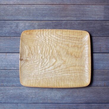 手彫り 角プレート  7×8寸 タモ