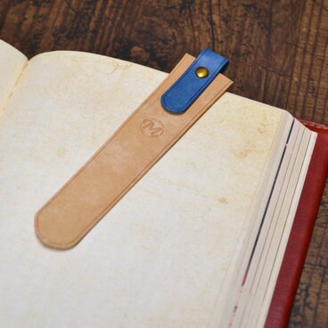 革のしおり ブルー