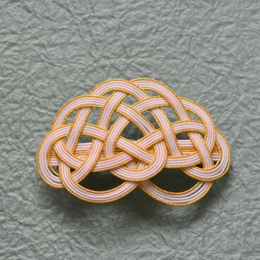 水引バレッタ 和み 白に金