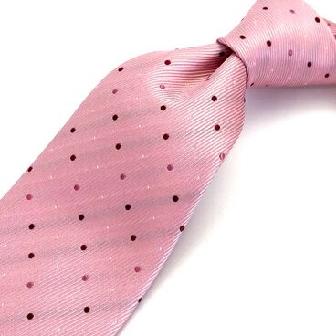 【完成品有り】ローズピンクのドット/ハンドメイドネクタイ