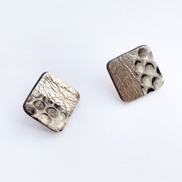 パイソンレザーピアス【スクエア／パイソンコンビ】