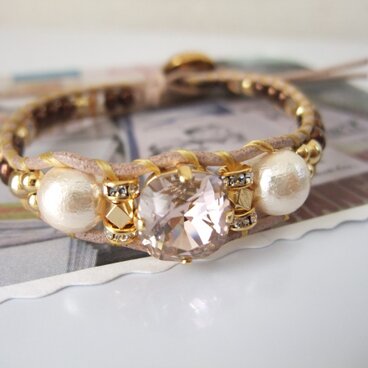 *bijou×pink cotton pearl*ブレス