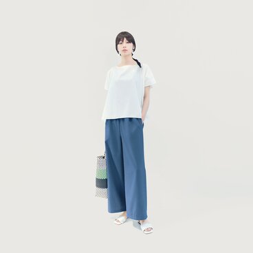 夏の人気No.1 吸水速乾 体感温度を下げる プレミアム機能性素材 ワイドパンツ 青｜LUISA-WP-BU