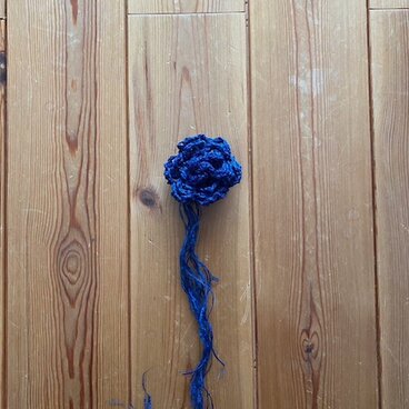 藍染 きびそ糸（生皮苧)　2WAYモチーフブローチB　純国産　群馬県産　 　ジャパンブルー