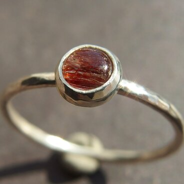 コッパールチルクォーツ一粒リング　【silver】　4㎜　カボション　4月の誕生石