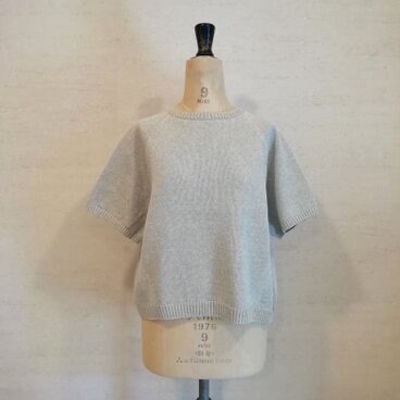 【再再再…販♡】冷感素材＆通気性◎コットン100％ギマ加工　ラグランポンチョプルオーバー(5分袖）アッシュ杢グレー