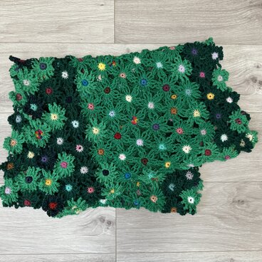 *マーガレットモチーフのブランケット*  グリーン