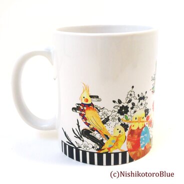 【個数限定再々販売！】デザフェスで大人気 ＊花札マグカップ  - インコとか鳥さんとか -＊