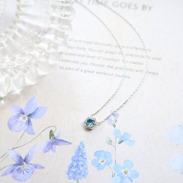 【ブルートパーズ 六角ネックレス】 誕生石 4mm シルバー天然石 金属アレルギー対応 アクセサリー ジュエリー