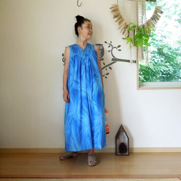 bighug バリコットンさちばるドレス●ブルータイダイ