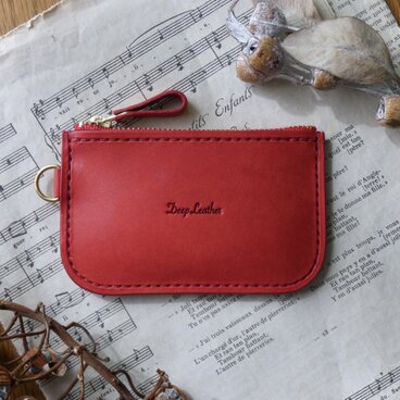 イタリア革の小物入れ／赤