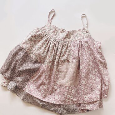 Liberty パッチワーク・2段キャミソール rosa（大人）