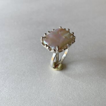 レクタングルパールリング　シルバーリング