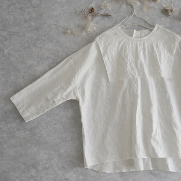 リネン・スクエアカラープルオーバー♡７部袖・オフショルオーバーサイズ・大人ナチュラル