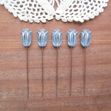 チューリップビーズのまち針 水色 5本セット