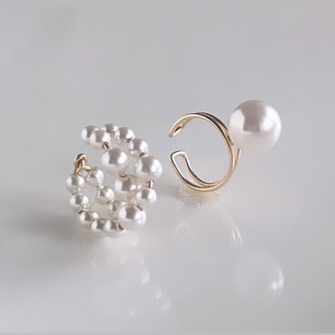 pearl cross　&　Grain　　パール　イヤカフ　2点セット