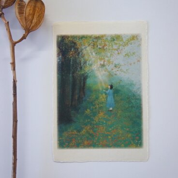 和紙の絵葉書【秋のひかり】ポストカード えはがき 絵ハガキ エハガキ