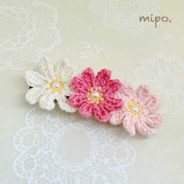 3色コスモスのバレッタ