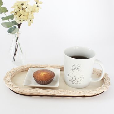 ラタンのカフェトレイ 三つ編み模様◇4色から選べる♪北欧風おうちカフェ♪キッチン収納やアクセサリートレイにも最適