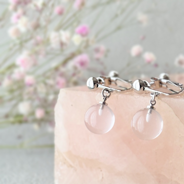 10mm シンプル ローズクォーツ/紅水晶  イヤリング - berry -rose-