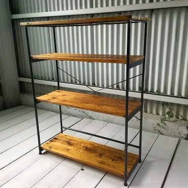【新作】アイアン ウッド ベーシックラック （ 多用途オープンラック）[家庭 店舗 施設 オフィス]《頑丈》《全面溶接》