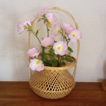 ★SALE★輪口編み 口広3本手つき花籠