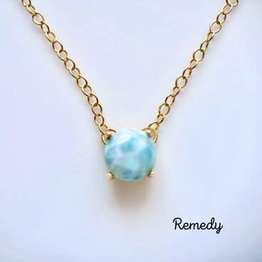 【ドゥーエ】ラリマーの一粒ネックレス（8mm）〜silver925/18KGP