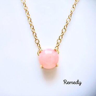 【ドゥーエ】ピンクオパールの一粒ネックレス（8mm）〜silver925/18KGP　10月誕生石