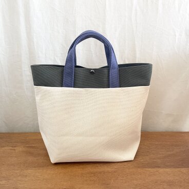 トートバッグS深型✴︎3色使いキナリベース✴︎倉敷帆布✴︎現品のみ