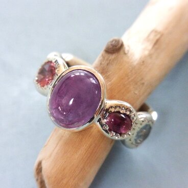 アメジストとトルマリンリング
