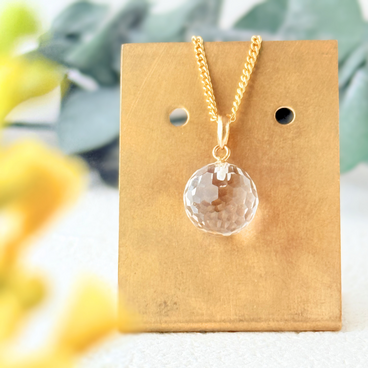 K18 10mm クォーツ/白水晶  天然石ネックレス - mirrorball