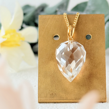 K18 20mm イチゴ クォーツ/白水晶  天然石ネックレス - strawberry