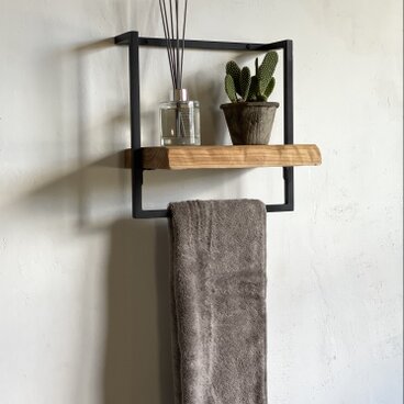 数量限定　KD-W-T　ウォールシェルフ　タオルハンガー　フローティングシェルフ　飾り棚　吊り棚　古材　壁棚　プランターシェルフ