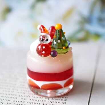ガラスのミニチュアクリスマスケーキ★ガラスのミニチュア洋菓子店★
