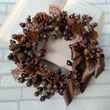 (送料無料)秋の実リース