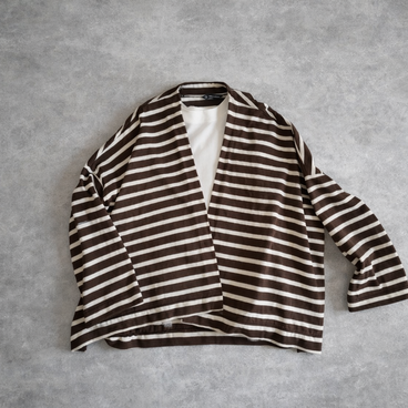 20%off・デラヴェ天竺ボーダーカーディガン 羽織もの 洗いざらし フリーサイズ