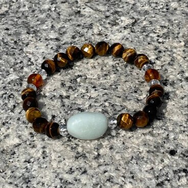 ブレスレット♡アマゾナイト×アンバー×タイガーアイ≪一点もの≫