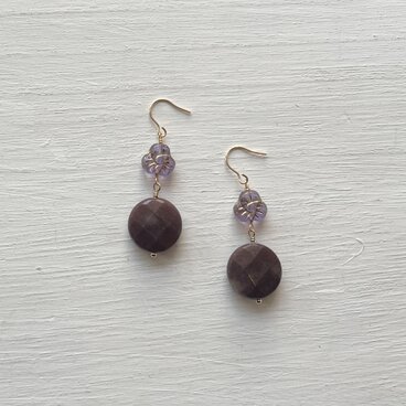 14kgfピアス♡モスコバイト×チェコビーズ≪一点もの≫