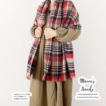 ⭐️6点売れました⭐️《英国調 チェック》大きめ 赤系  黒 ベージュ 織り ウール 厚手系 秋 冬 ストール ショール