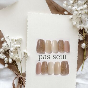 【オフィス】ネイルチップフラッシュワンカラー シンプルブラウン ピンク